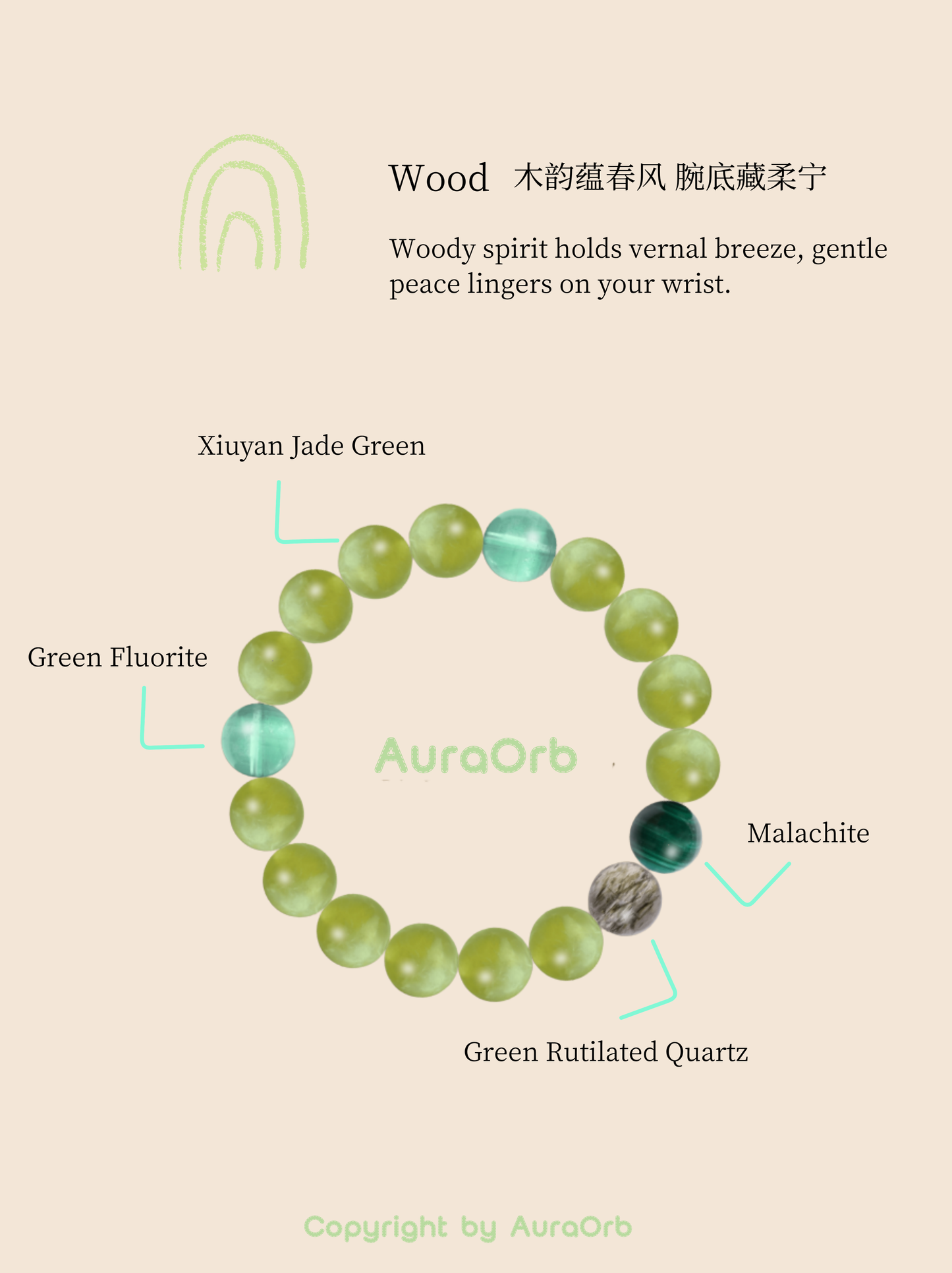 Wood Collection — Prehnite Crystal Bracelet