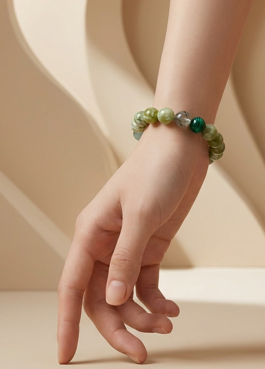 Wood Collection — Prehnite Crystal Bracelet